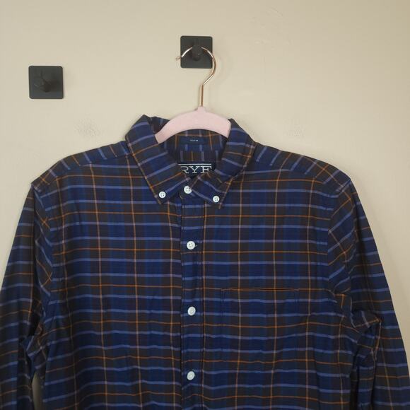 Rye Mens Cotton Slim Fit Button Up Plaid Long Sleeve Shirt Size S Tall - Picture 2 of 11